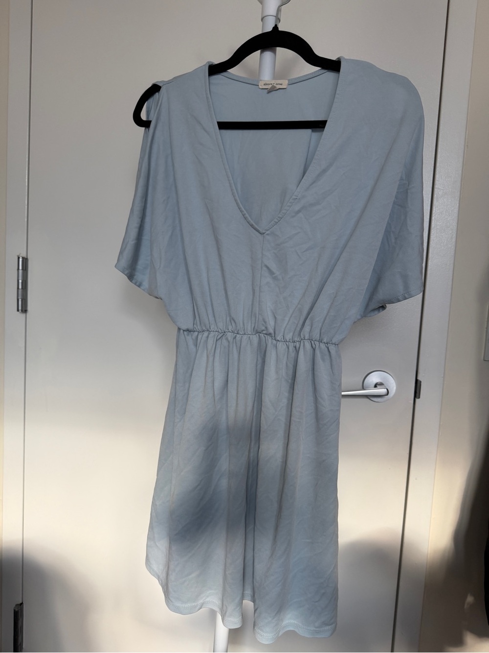 Light Blue V-Neck Women’s Top with Elastic Waist S